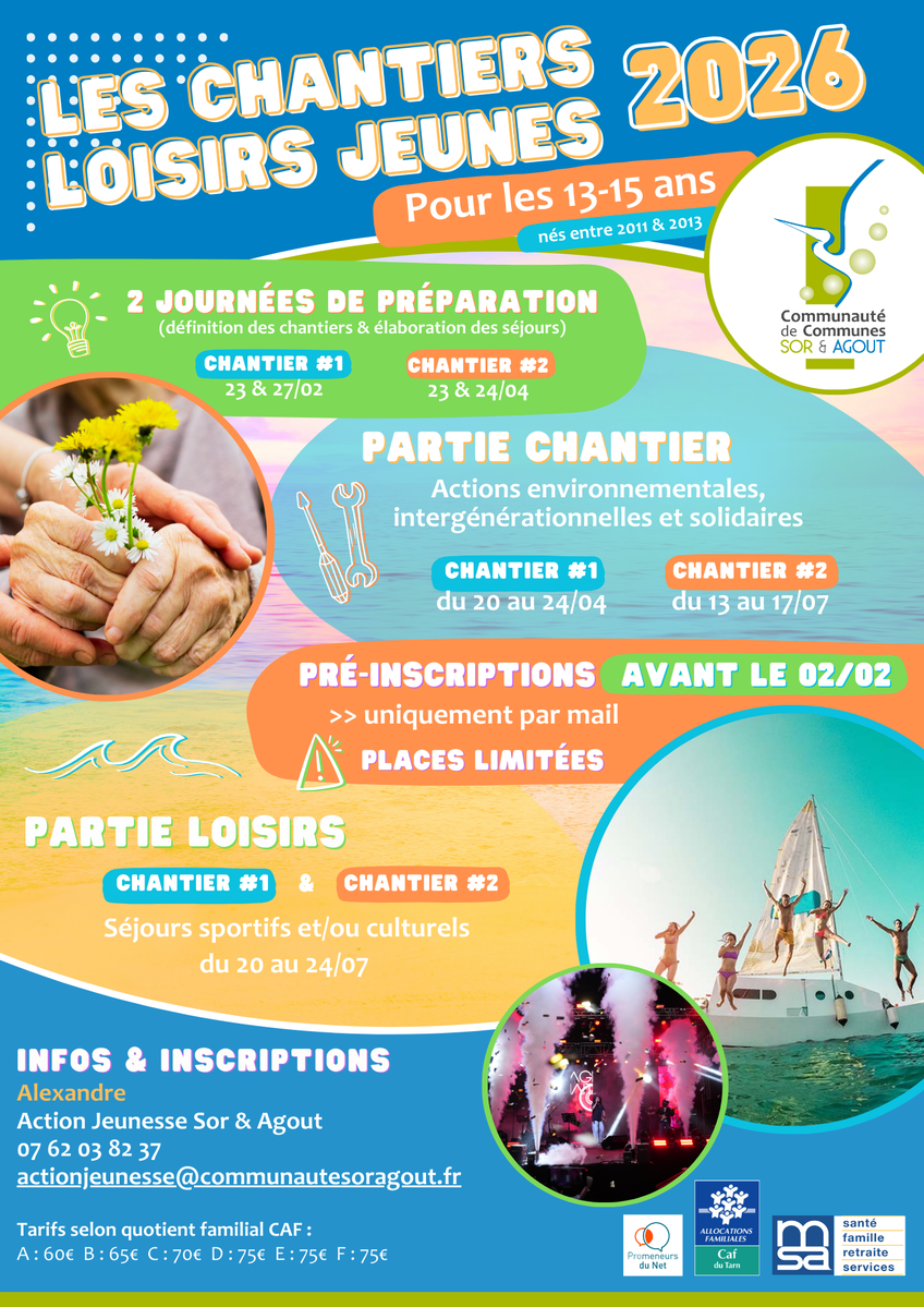 Chantiers Loisirs Jeunes 2026 - 13-15 ans