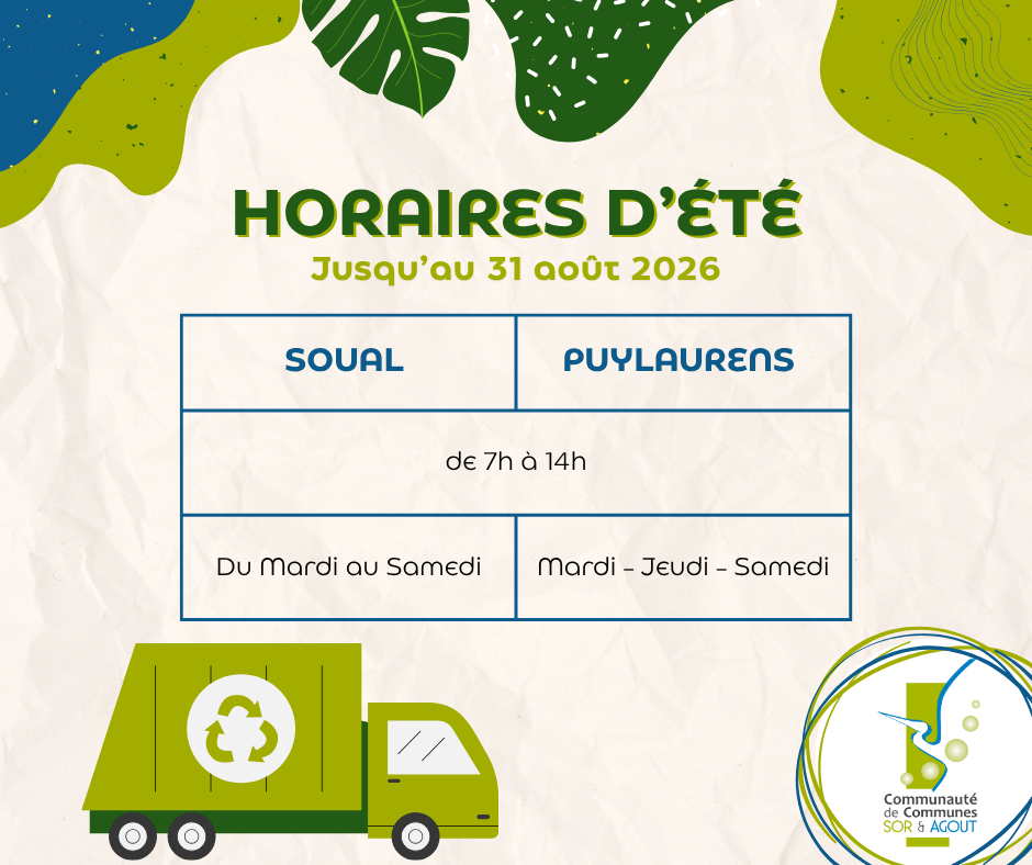 Horaires été décheteries