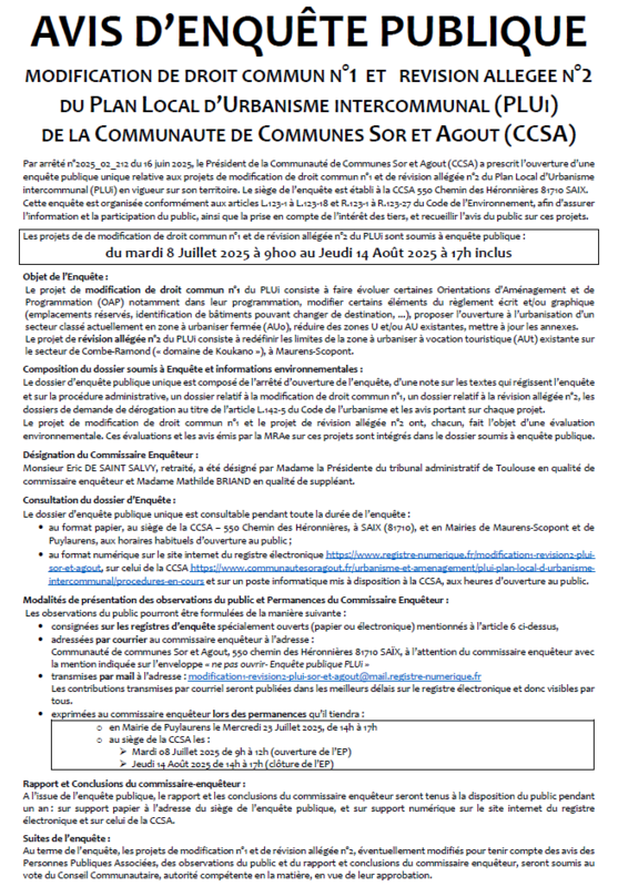 Avis Enquête Publique