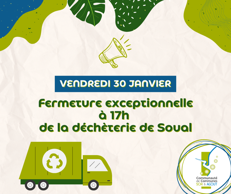 Fermeture d&eacute;cheterie - 30-01