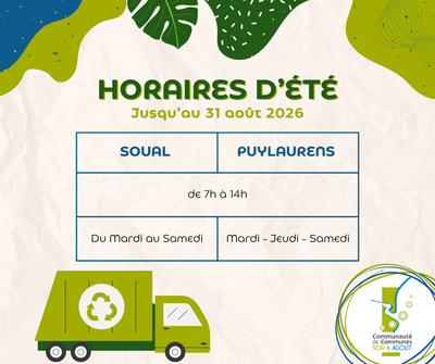 Horaires été décheteries